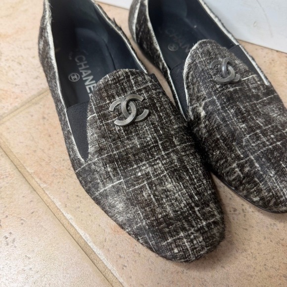 Chanel Pony Hair Check CC Logo Loafers Women's Euro 37 US 6.5 Slip On Y2K Preppy - Picture 7 of 16